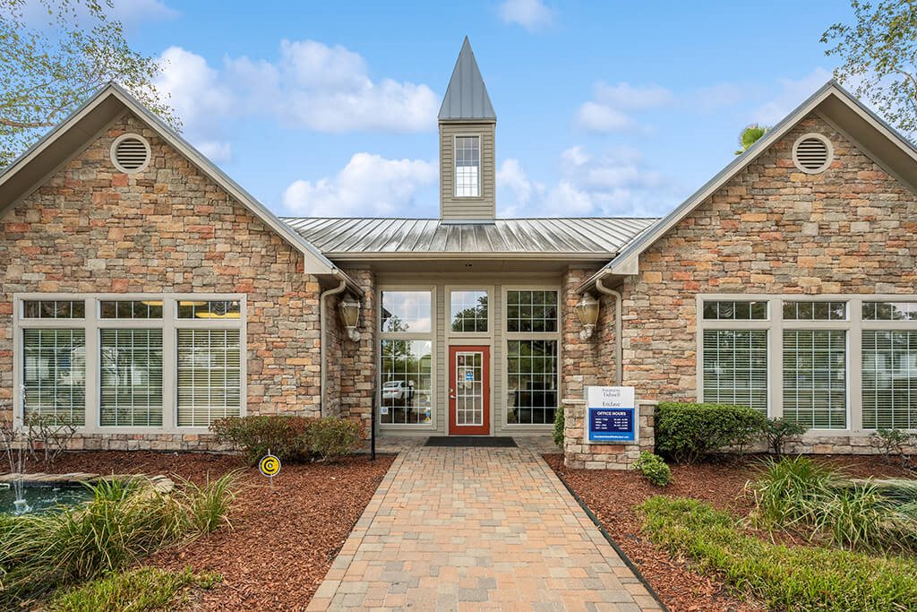 Exterior of leasing office at Fountains at Tidwell and The Enclave in Houston TX